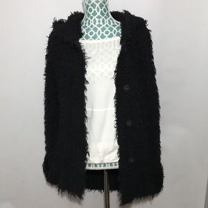 ATM Anthony Thomas Melillo Brand Black Hoodie Cardigan Fuzzy Cozy Jacket Small